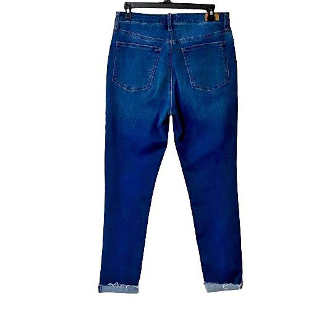 Crown and Ivy Jeans Womens Size 10 Mid Rise Straight Leg Denim Blue Raw Hem - Picture 2 of 6